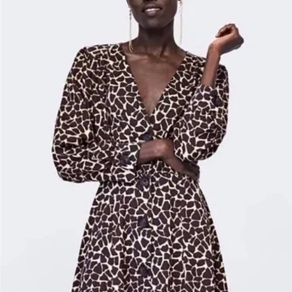 Zara Black and White Long Sleeve Dress